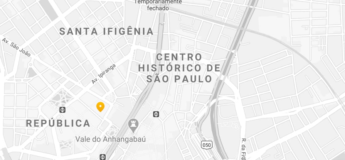 mapa marcando o endereço da loja em São Paulo